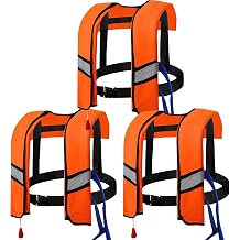 Inflatable Life Jacket 3 Pack, 150N Auto Inflation Swim Vest with Reflective Strips, Safety Buckle, for Men and Women, 330 lb Buoyancy