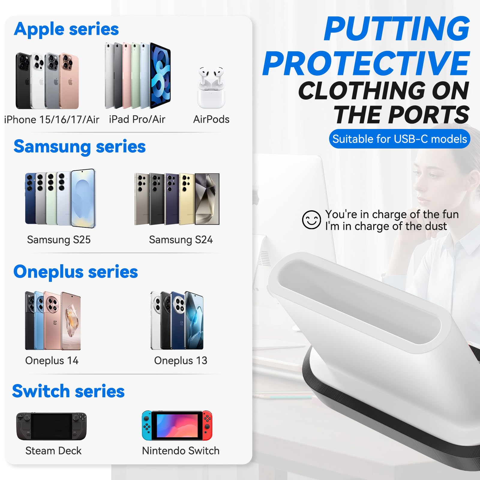4 szt. Ochrona przeciwdustowa USB-C z, osłoną przeciwdustową głośnika i glina czyszcząca, kompatybilne z iPhone 17/16/15/Serii Air i akcesoria ochronne gniazda ładowania laptopa(Czarny)
