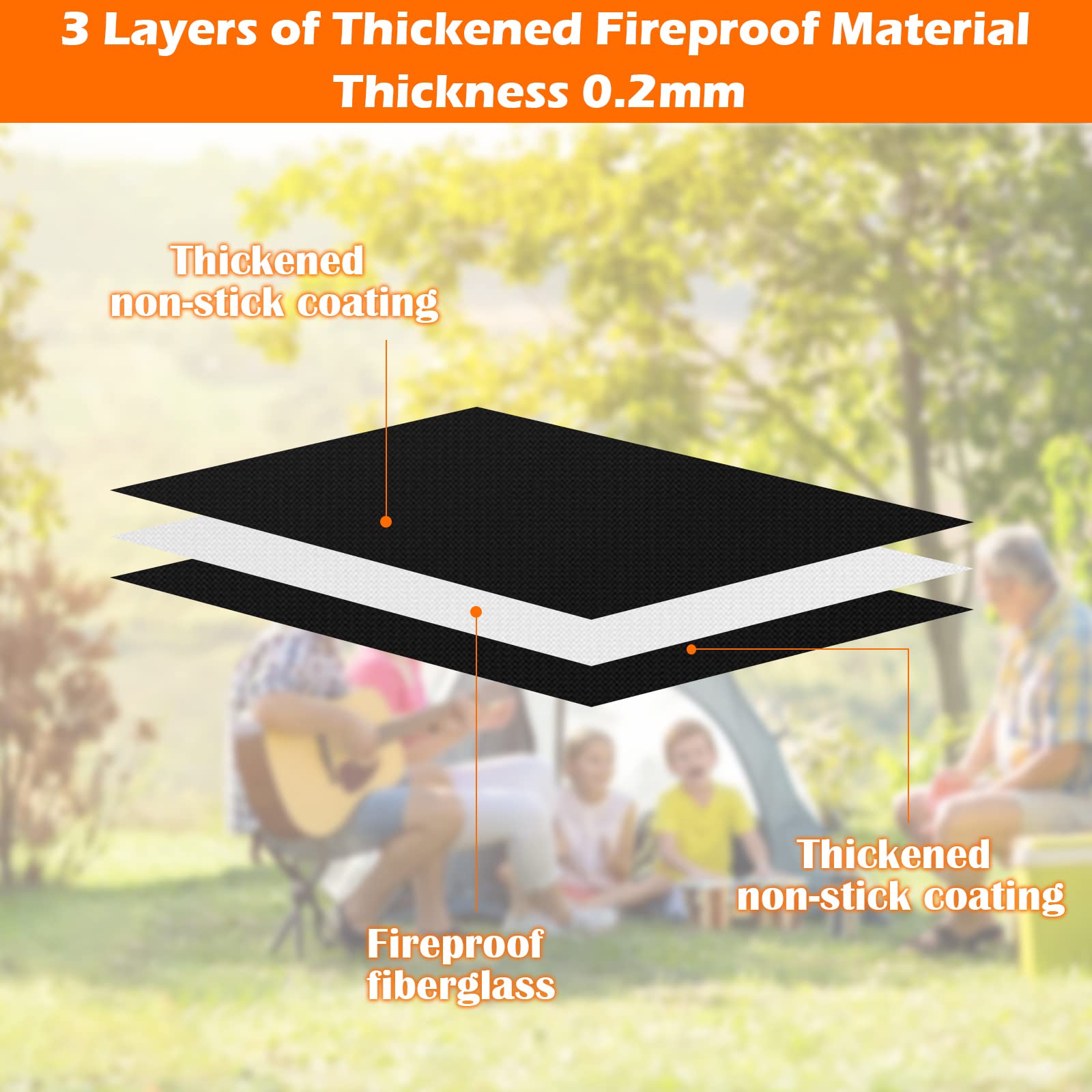 Set 5 Tappetini Per Barbecue 50x40 Cm | Antiaderenti, Riutilizzabili, Resistenza Al Calore 260°C, Tagliabili - Foto 5