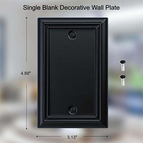 Vista 81 de Adler - Cubierta de pared de metal para interruptor de luz cuádruple, paquete de 2 unidades, color negro, 4 bandas, para interruptor de atenuación