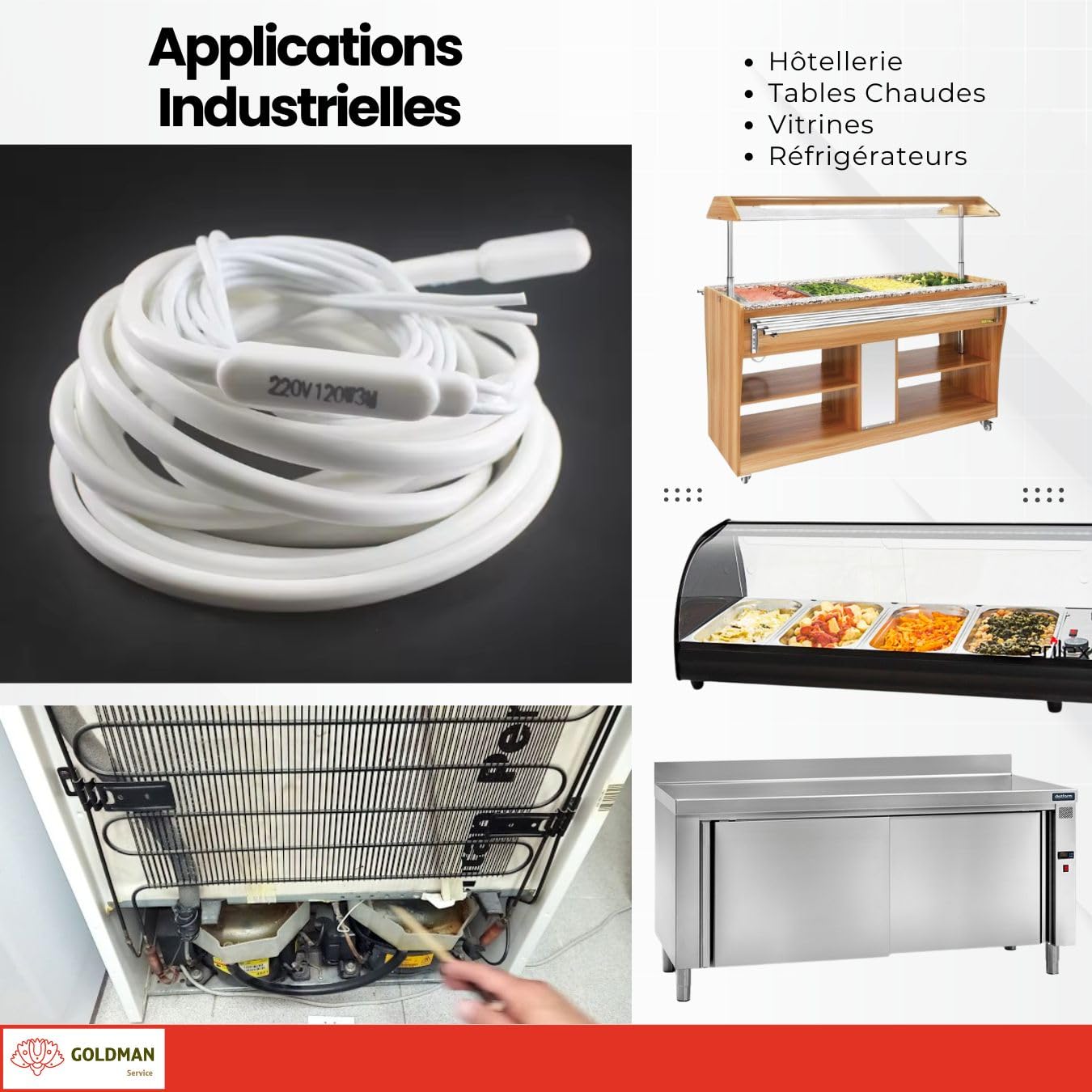 GOLDMAN SERVICE | Câble chauffant avec résistance bipolaire en silicone antigel pour tuyaux | 4 mètres, 60 watts | Incubateurs, aquariums, reptiles, serres, fermentation (4 m | 60W)