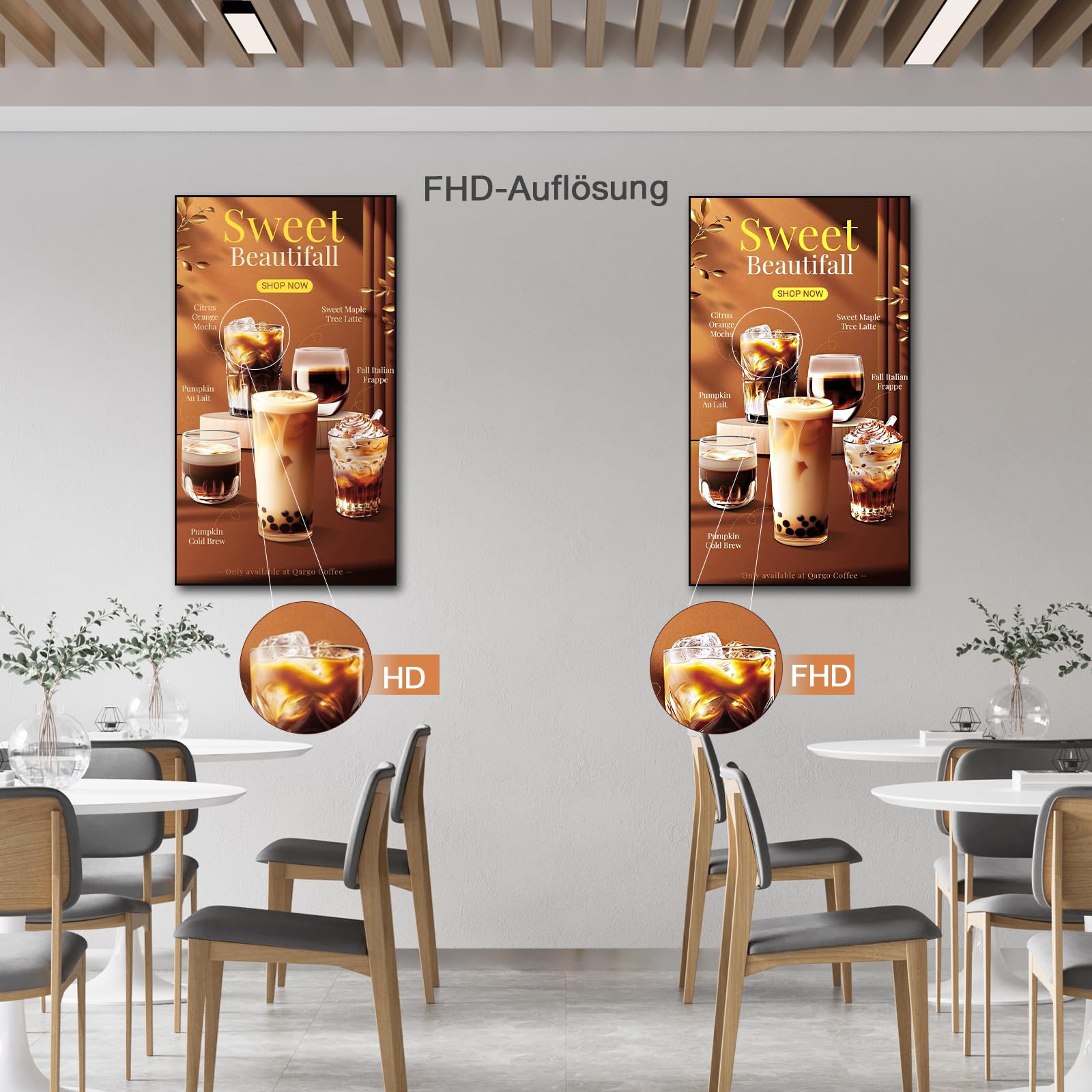 21,5 Zoll Digital Signage Display, 2K FHD, 700 Nits, HDMI/WLAN | Wandmontiertes 2K Werbedisplay mit 700 Nits für Restaurants, Einzelhandel und Unternehmen brillante Inhalte rund um die Uhr.