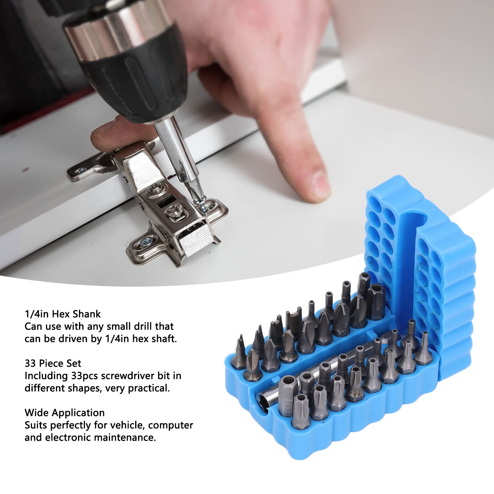 33-Piece Security Screwdriver Bit Set - 1/4 Inch Hex Shank Tools For Maintenance & Repair