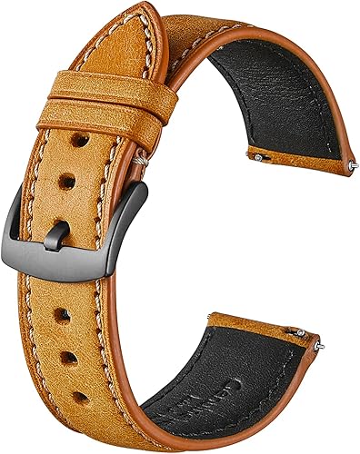 Genuine Leather Watch Band,Italian Pueblo Cowhide,Quick Release,Black Buckle,8 Colors,18mm 19mm 20mm 21mm 22mm