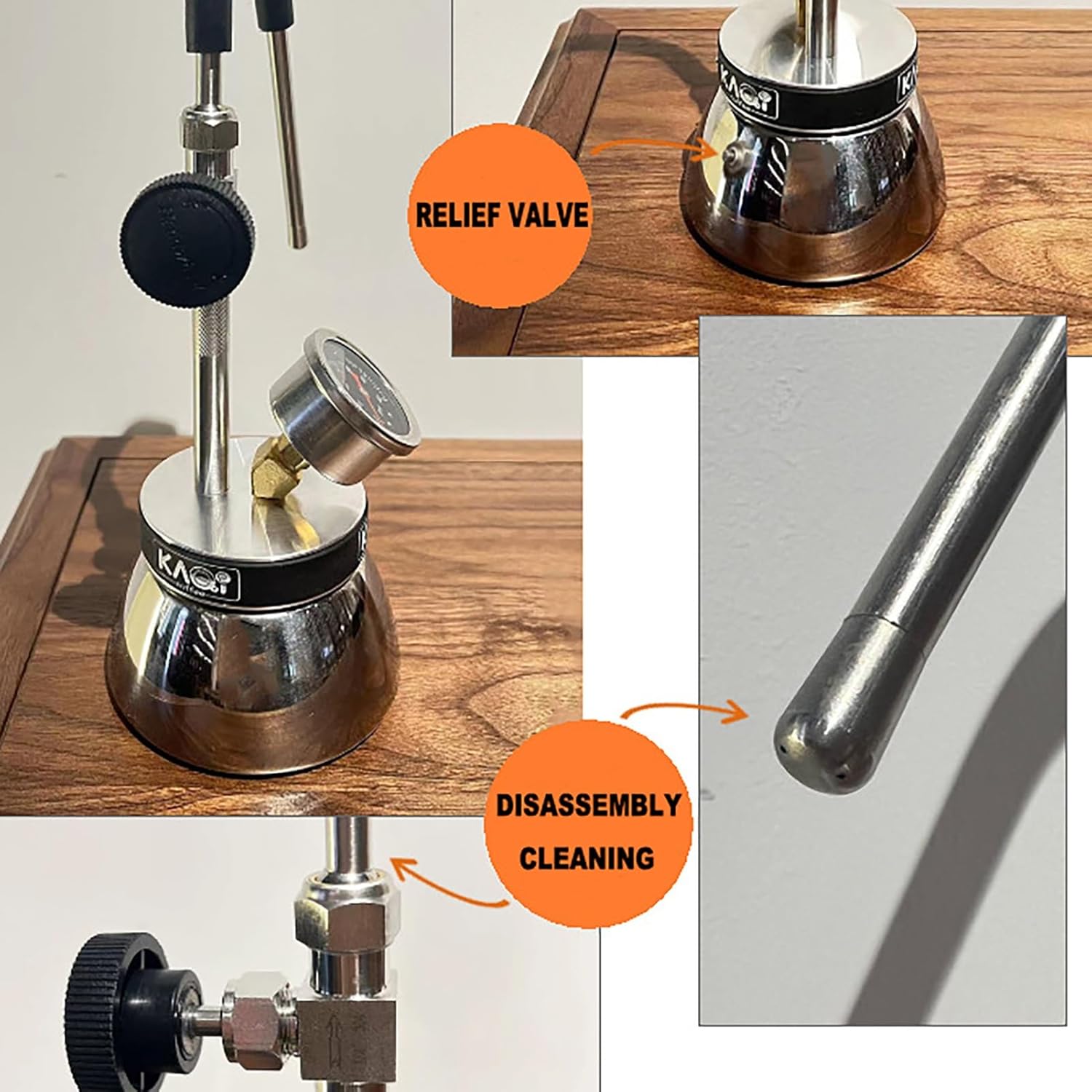 Steam Boiling Water Frothing Machine,Outdoor Milk Frother with 3-Hole Nozzle, Air Pressure Gauge, Air Pressure Gauge, Stainless Steel Kettle, Open Flame and Induction Hob Heating