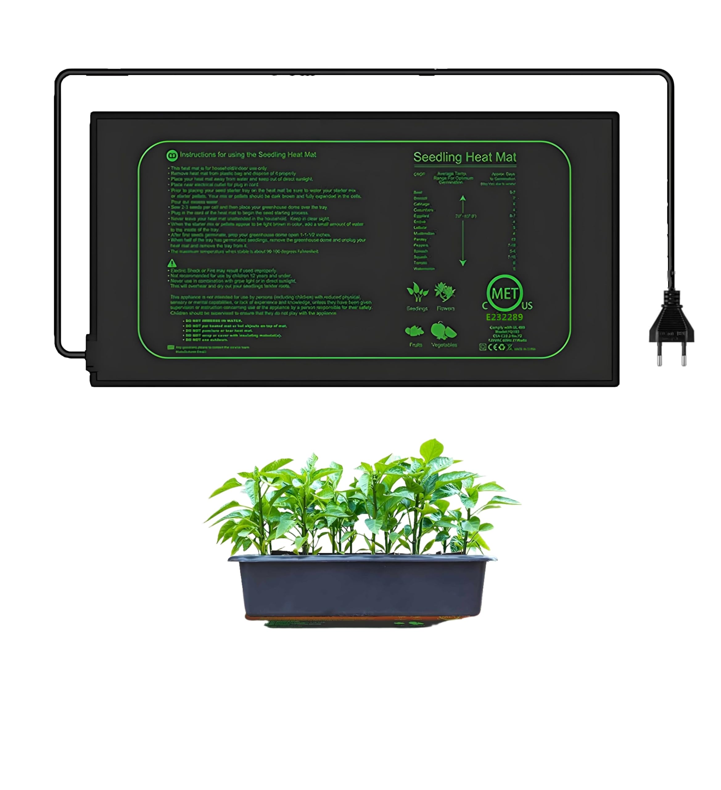 Tapis chauffant pour plantes de serre et semis 21W taille moyenne étanche