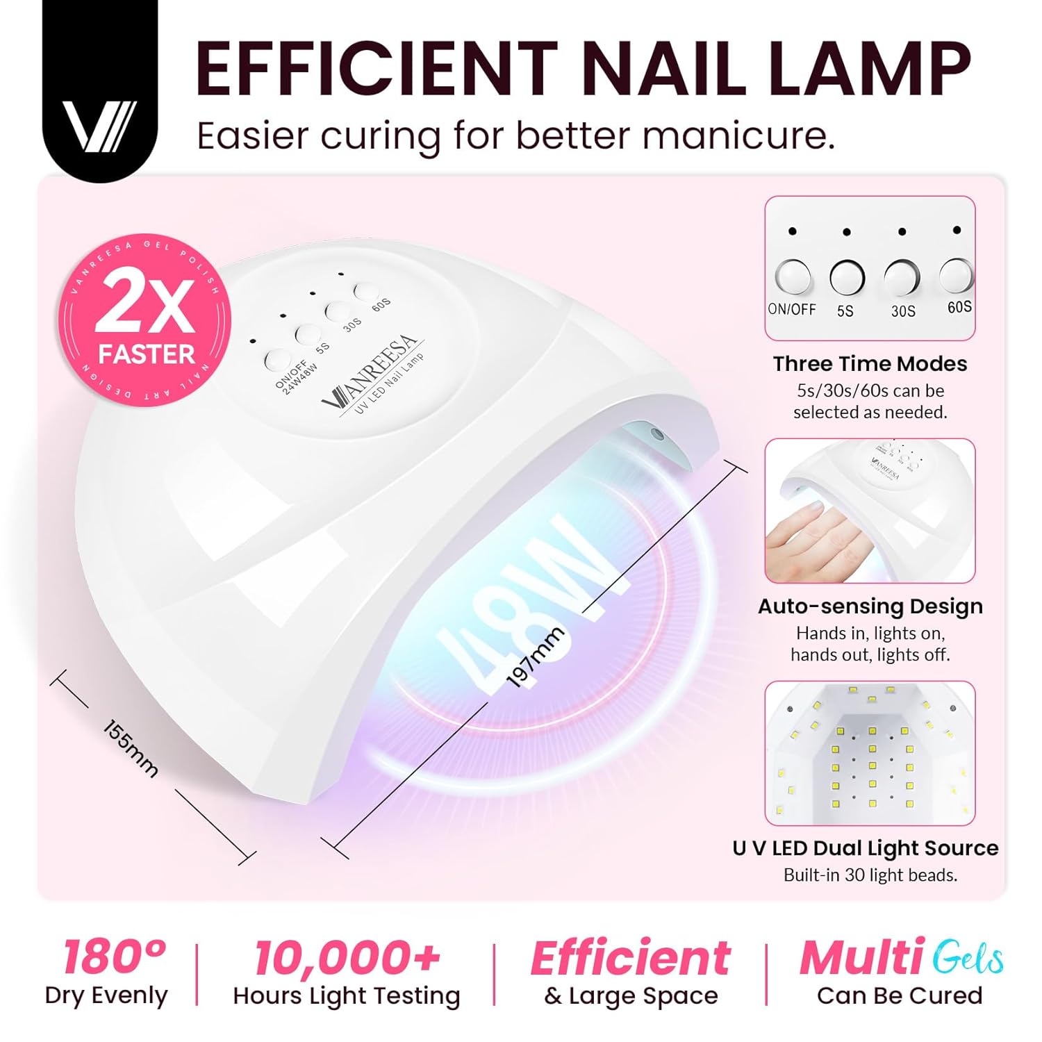 VANREESA Gel Nail Polish Kit with U V Light 53 Pcs Gel Polish Nail Set 36 Colors Nail Polish Set + Base and 4 Effects Top Coat with Manicure Tools Complete DIY Nail Kit Gifts for Women Girls