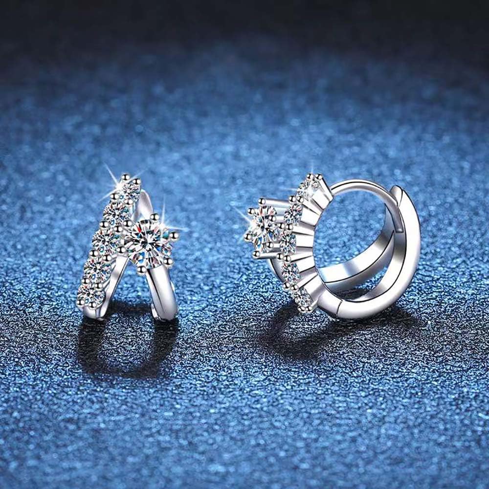 Piccolo Cerchio Moissanite Orecchini A Cerchio Argento Sterling Moissanite Huggie Orecchini per Le Donne Femminile Piccoli Gioielli Regali