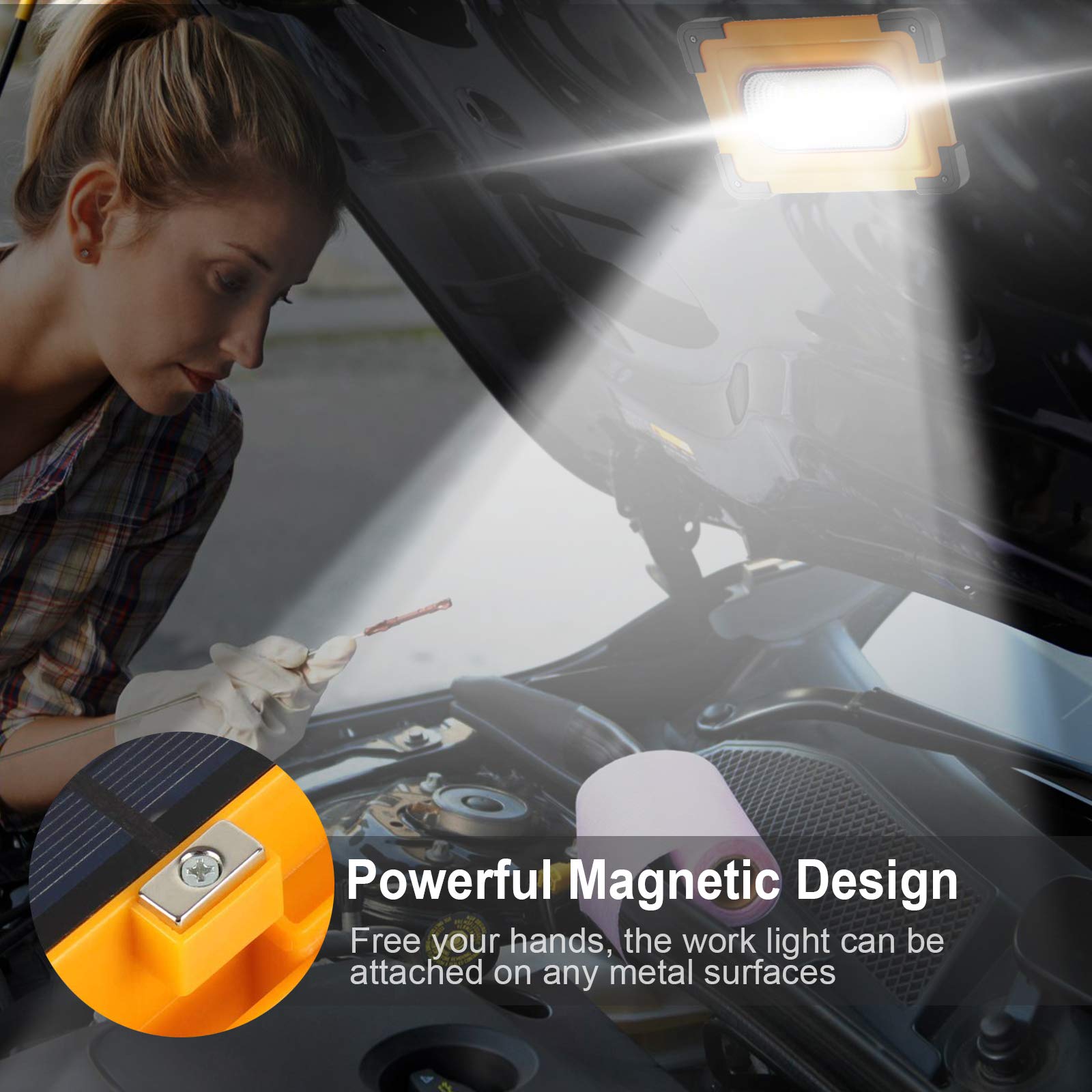 Faro LED Ricaricabile 80W 11000mAh - 4 Modalità, Impermeabile IP65, Base Magnetica, Per Lavoro E Campeggio - Foto 2