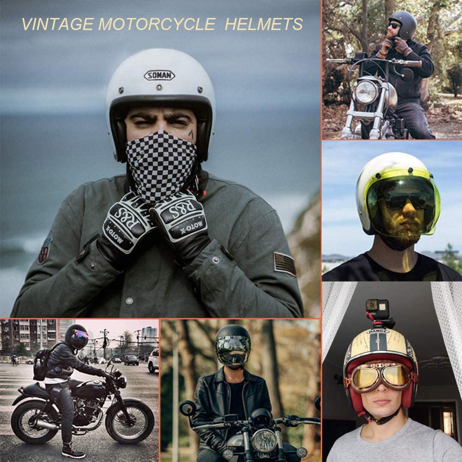 Cascos Jet De Motocicleta De Cara Abierta Vintage Para Hombres Y Mujeres (Ruta 66) Casco Retro 3/4 De Motocicleta Chopper Cruiser Biker Pilot Crash Cascos Con Certificación ECE Con Gafas De Sol A,L