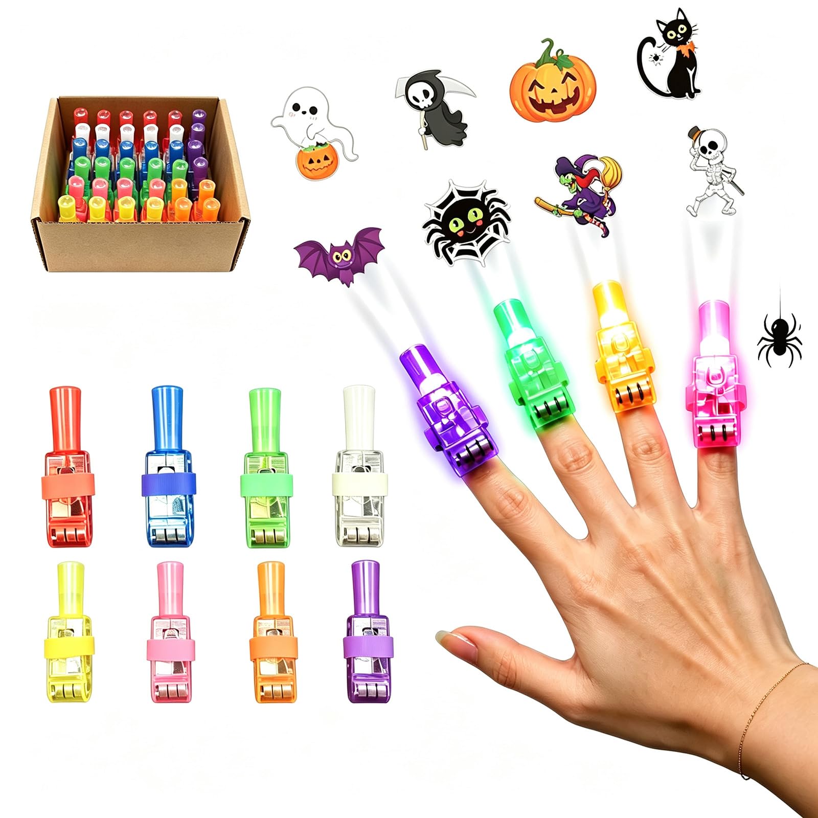 Halloween Finger Lights, 36 PCS Mini Halloween Finger Projector Lights，B
