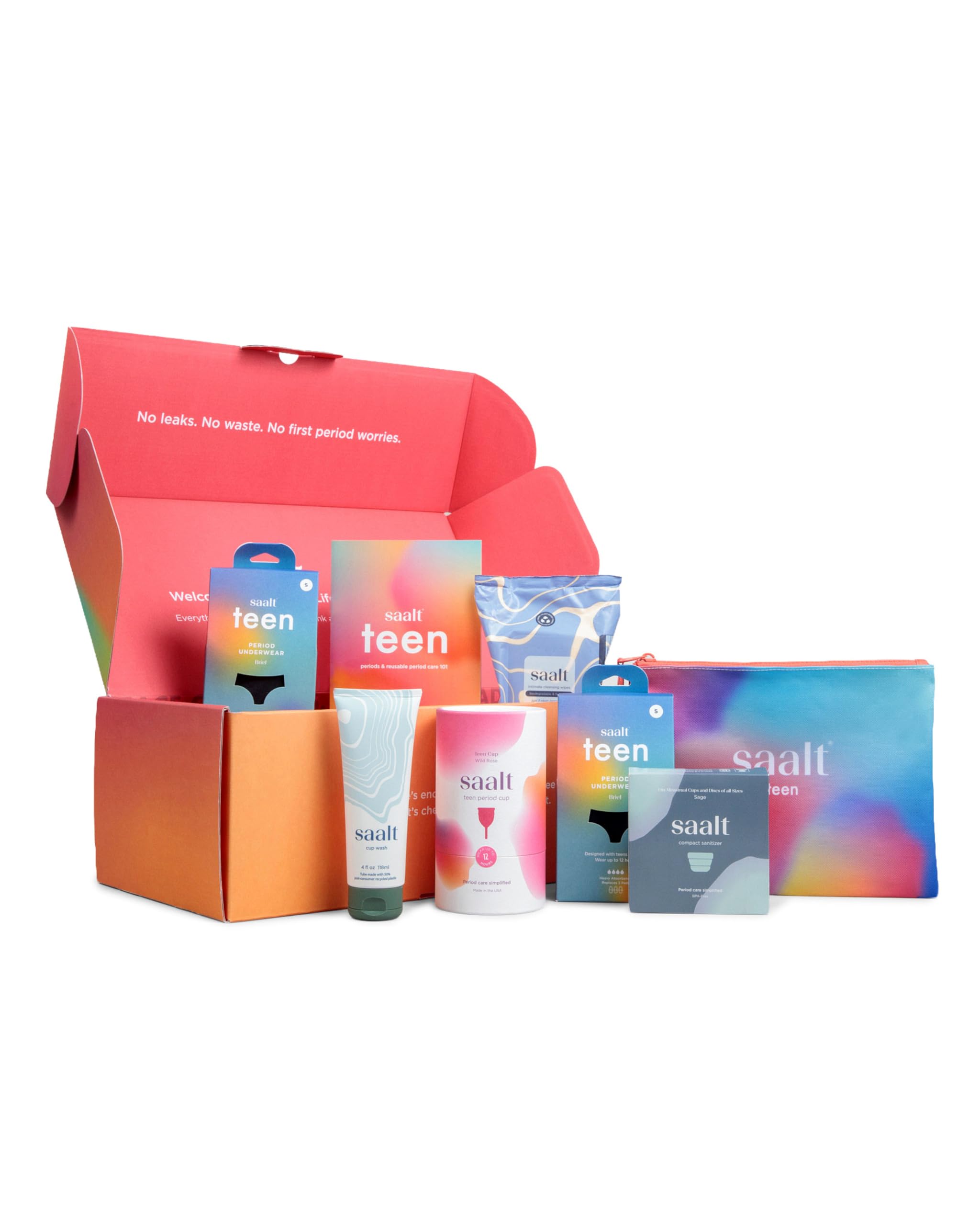 Saalt Teen First Period Kit - Includes Leakproof Period Underwear Menstrual Cup Menstrual Cup Wash Compact Sanitizer Feminine