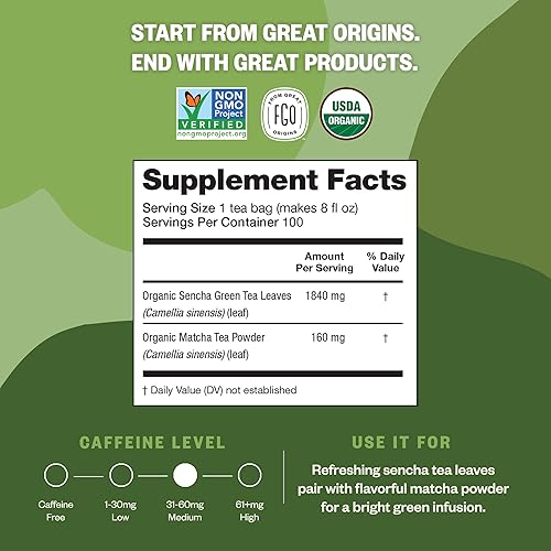 Miniatura 2 de Matcha japonesa orgánica  bolsas de té verde  100 bolsas de té  Bolsas de té ecológicas en bolsa de Kraft  por FGO