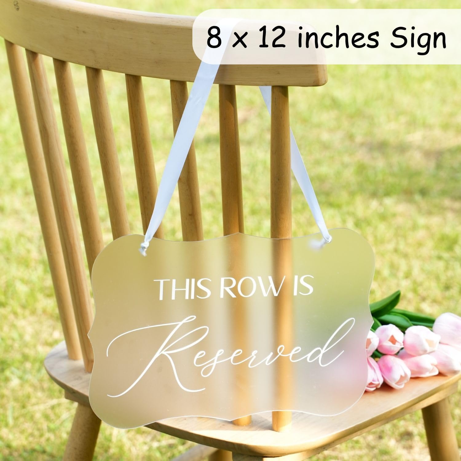 2 Pack This Row Is Reserved Sign for Wedding Set Frosted Acrylic Wedding Ceremony Seating Chairs Aisle Decor Table Signs