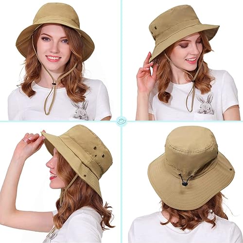 Miniatura 27 de Taeku Sombrero para el sol, sombrero unisex de ala ancha, protección solar, transpirable, sombrero Boonie para pesca, senderismo, jardinería, safari