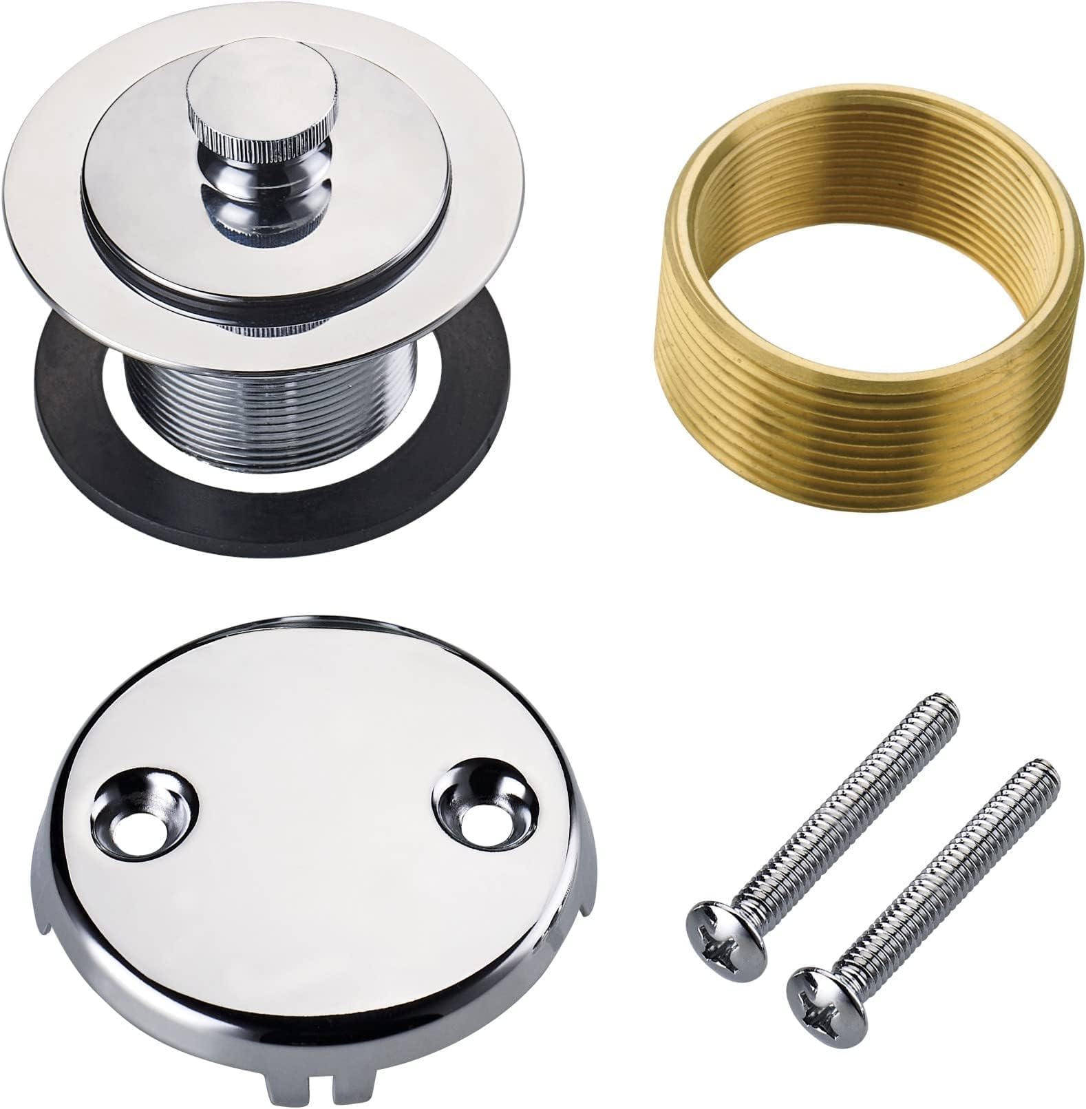 All Metal Lift & Turn Bathtub Drain Kit with Two-Hole Overflow ...