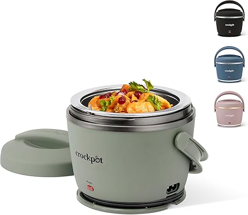Miniatura 2 de Crock-Pot Fiambrera eléctrica y lonchera eléctrica, calentador de alimentos portátil para viajes, automóvil, para llevar, 20 onzas, azul desteñido,