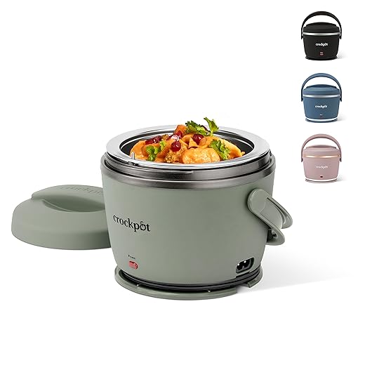 Crock-Pot Portable Electric Lunch Box 20-Ounce Food Warmer Moonshine Green | Ideal for Travel On-the-Go | Keeps Food Spill-Free Warm & Tasty | Dishwasher-Safe