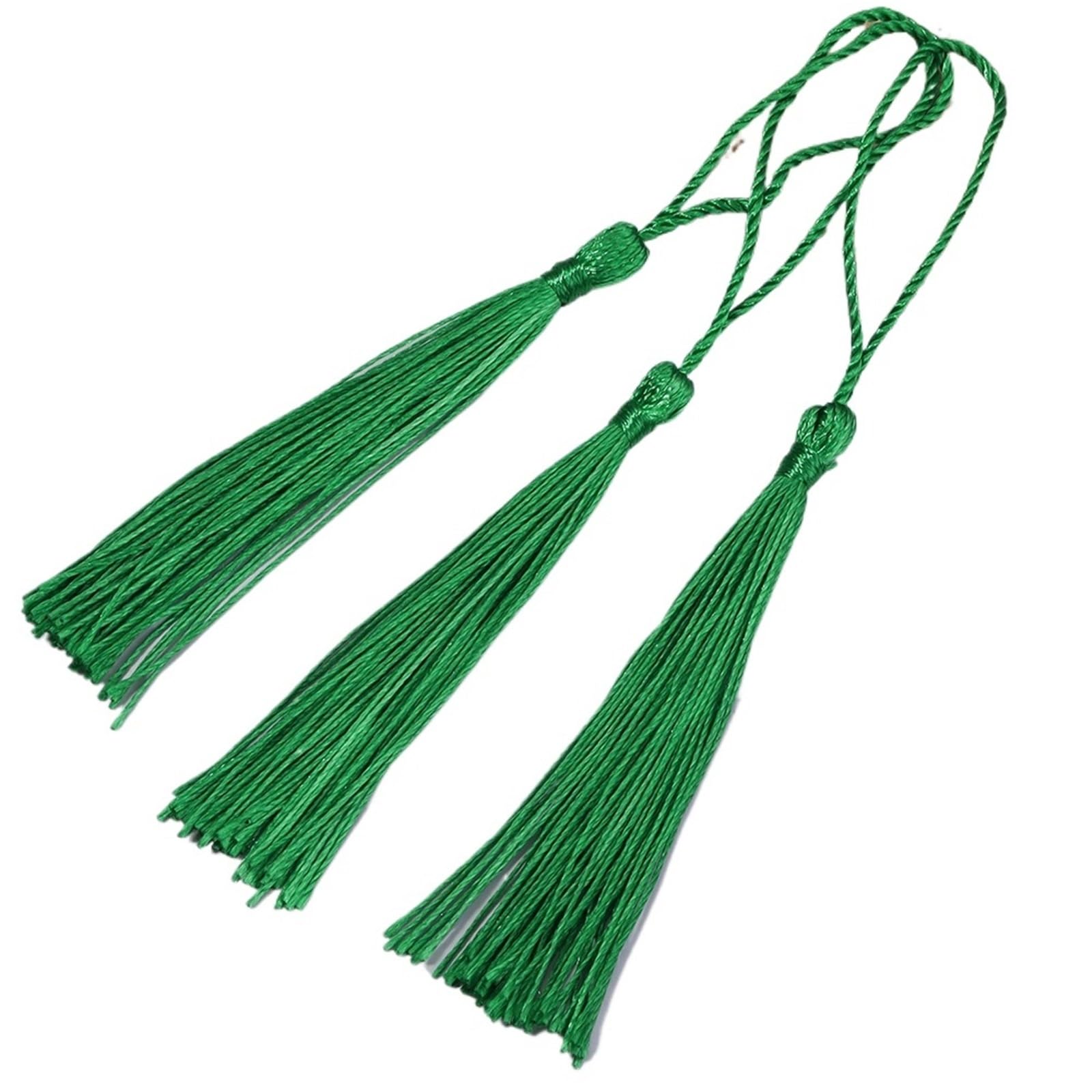 Mini Tassels 300pcs 13cm Hanging Rope Polyester Tassel Fringe Soft Flossy Tassel For DIY Bookmark Keychain Pendants Jewelry Making Accessories for Crafts(Green)