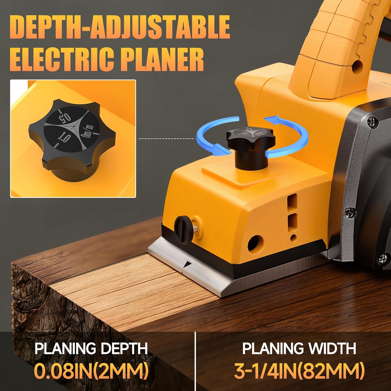 Cordless Handheld Planer Compatible with Dewalt 20V Battery (Tool Only), 15000RPM Power Motor, 3-1/4 Inch Electric Hand Wood Planer for Woodworking, Carpentry, and Home DIY