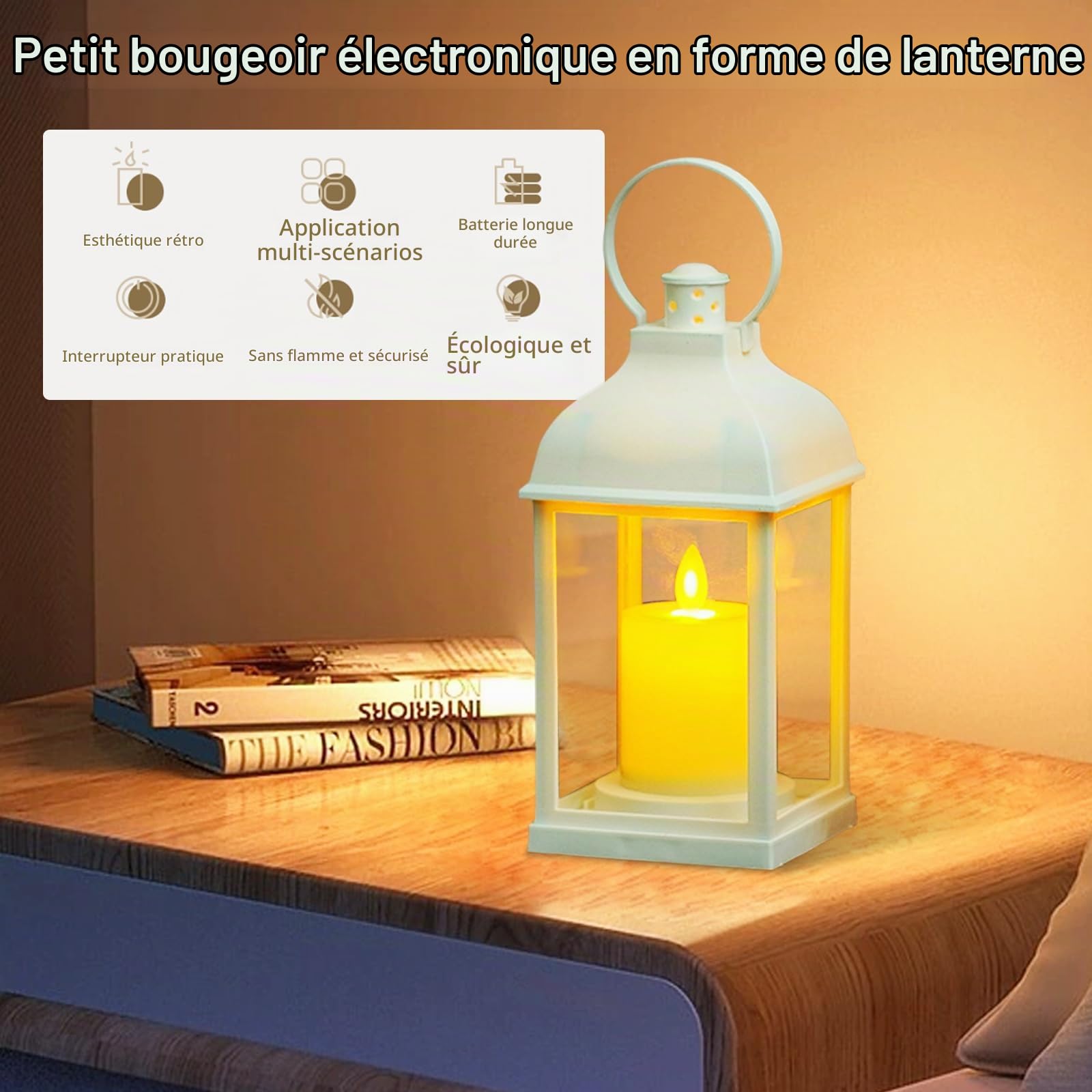 Lot de 6 Lanterne Décorative Blanche Lanterne Exterieur Jardin Lampe Décoration de Table de Mariage avec Bougie LED Flamme Vacillante, Intérieur Exterieur Jardin pour Balcon Terrasse Cour Decoration