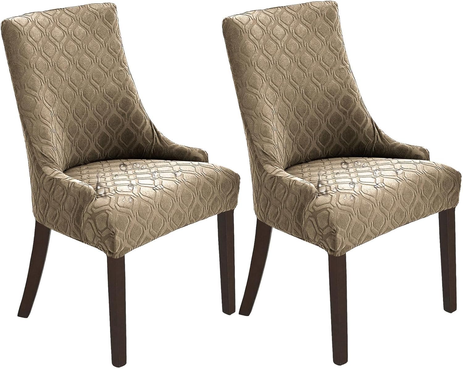 HACLEN Wingback Side Chair Slipcovers Waterproof, Stretch Wingback Armchair Covers Removable Washable Dining Chair Covers for Banquet Living Room (Khaki,Set of 2)