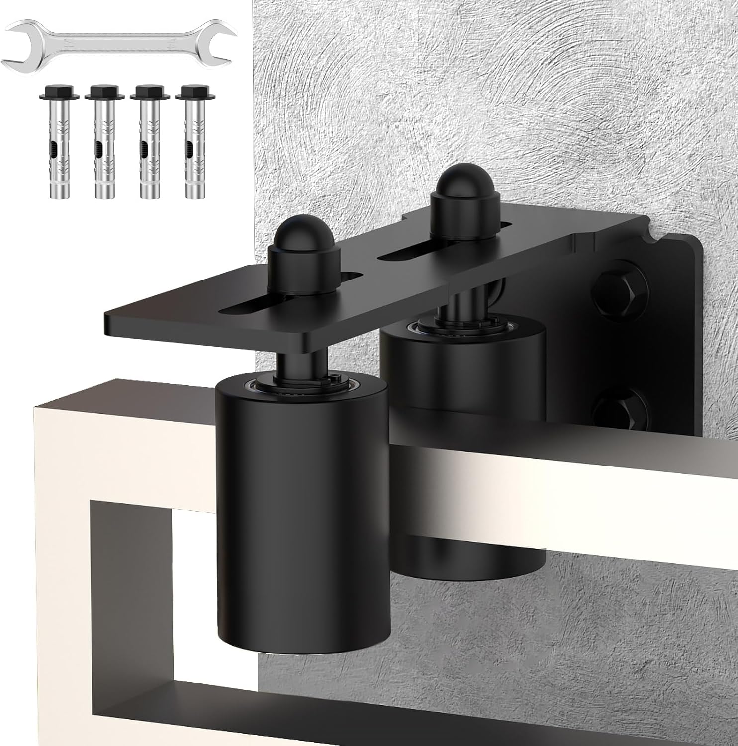Heavy Duty Sliding Gate Guide Roller Hardware Kit, 3" Black Nylon Wheels with Steel L-Bracket, Adjustable Slide Gate Guide Roller for Rolling Door, Wood, Garage (Black-1pc, 3in)