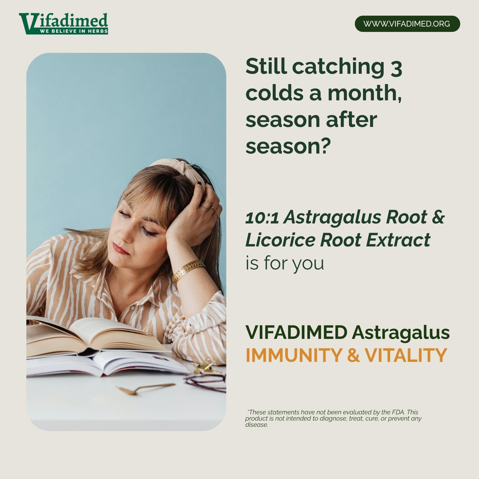 VIFADIMED® Astragalus Root 3 Month Supply, Herbal Extract 10:1 Concentration, Huangqi Gancao Decoction, 6:1 Astragalus to Licorice,Respiratory Immune System Support. 90 Servings — Amazon image 2