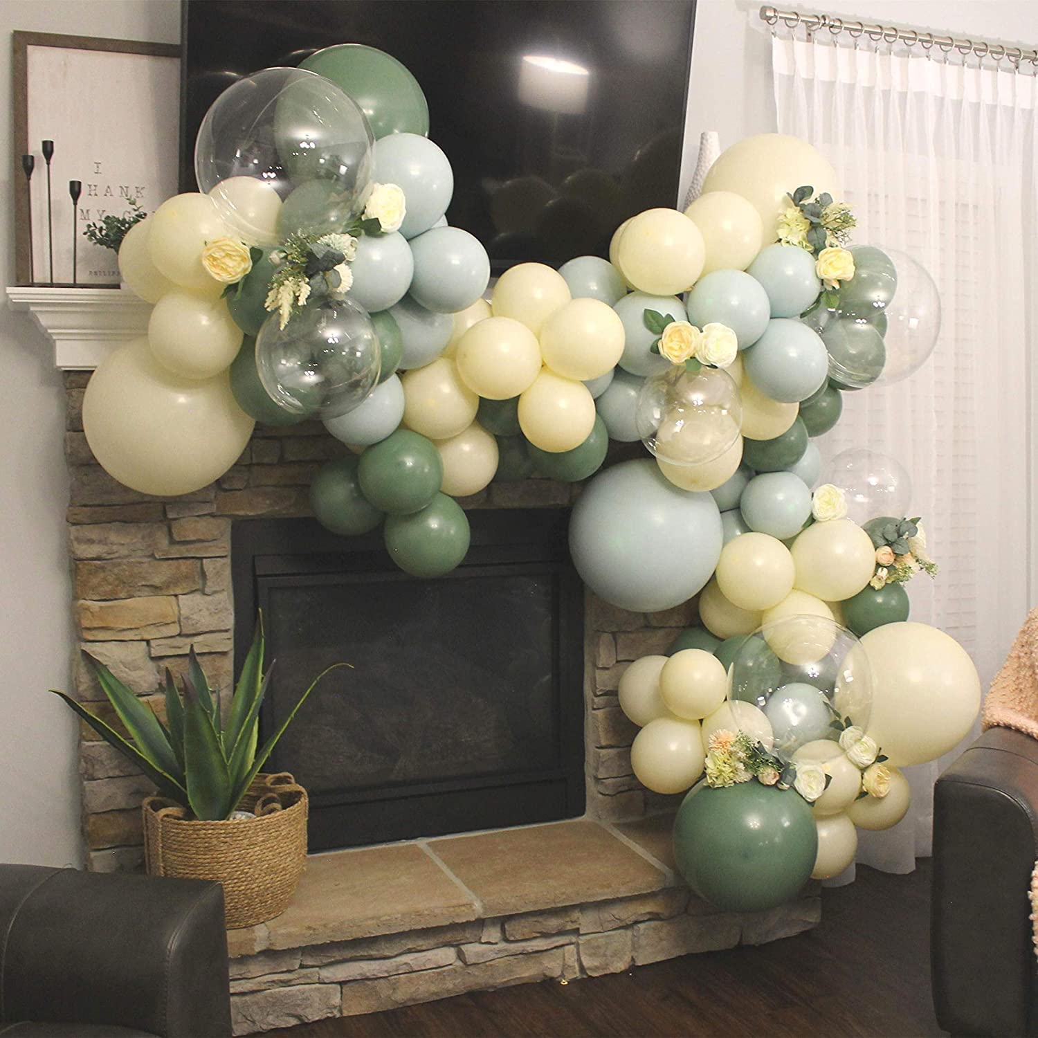 Buy Balloon Garland Kit Double Stuffed Cream Sage Green Balloons