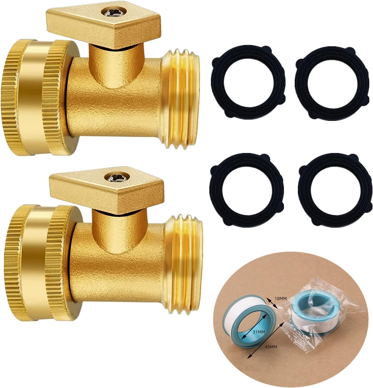 Heavy Duty Brass Hose Shut Off Valve 2 Pack Garden Hose Connector Water Hose