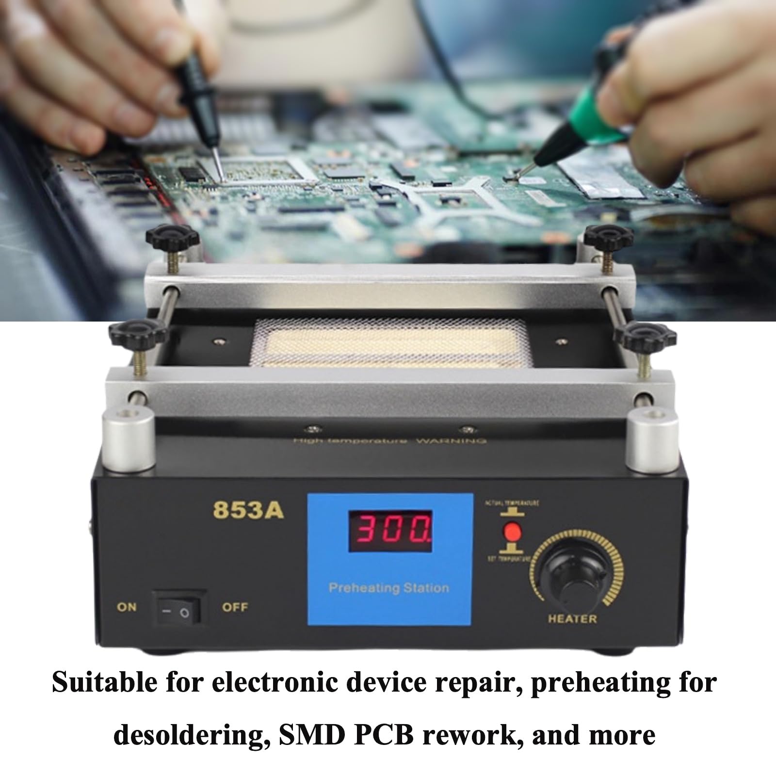 853A Soldering Hot Plate, 110V 450W Heating Plate for SMD BGA Rework Station, 50-400°C Infrared Preheating Oven Hot Plate for IR PCB Circuit Board Welding Soldering Repair
