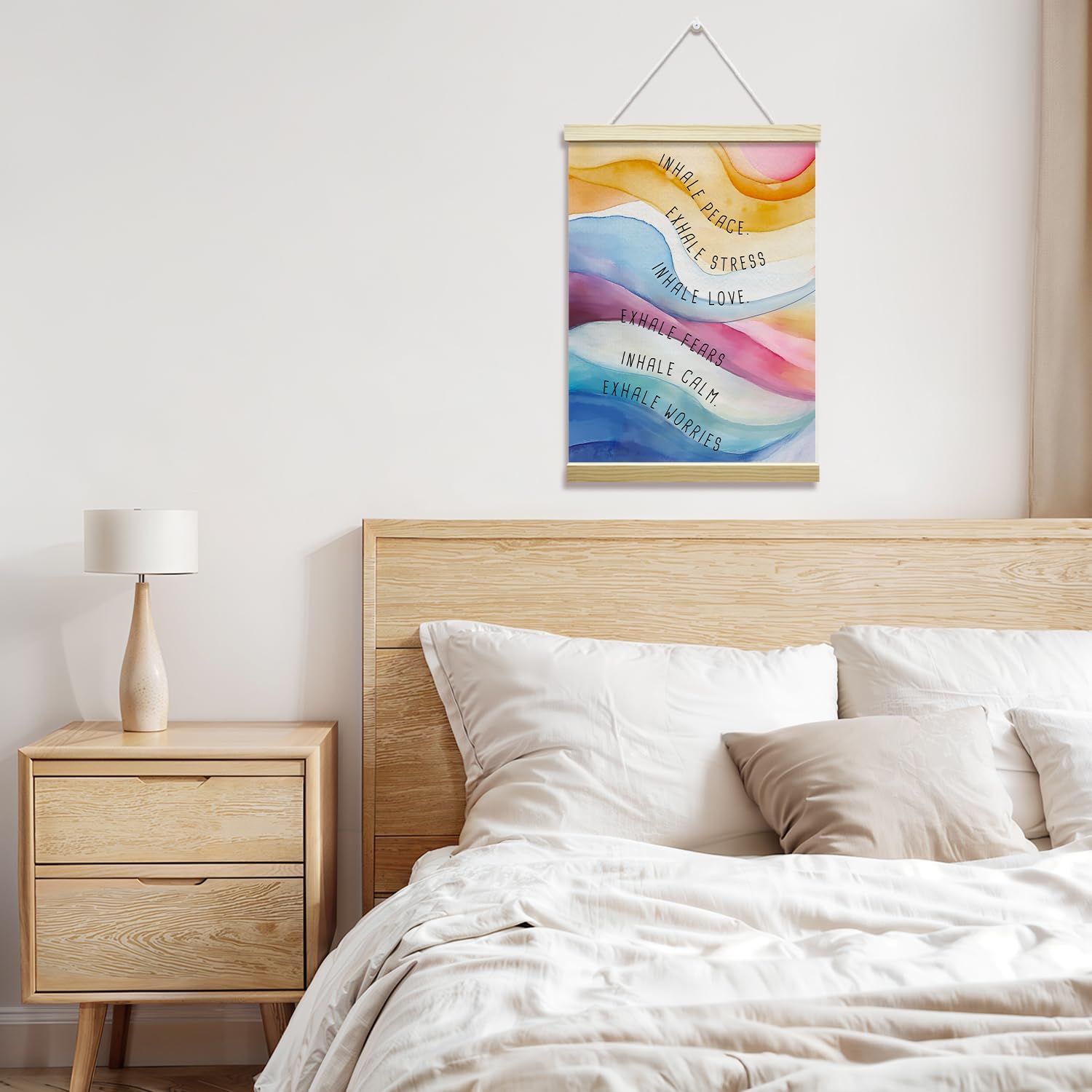 oayGnay Mental Health Poster Hanger Frame, Inhale Exhale Wall Art, Watercolor Canvas Poster with Wood Frame, Home Office Therapy Calming Corner Wall Decor, 12x16 Inches -21 image 5