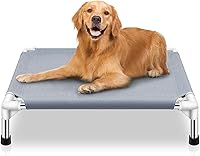 Makerfire Elevated Cooling Dog Bed for Medium Dogs - Raised Portable Outdoor Pet Cot, Breathable Cotton, No-Slip Feet