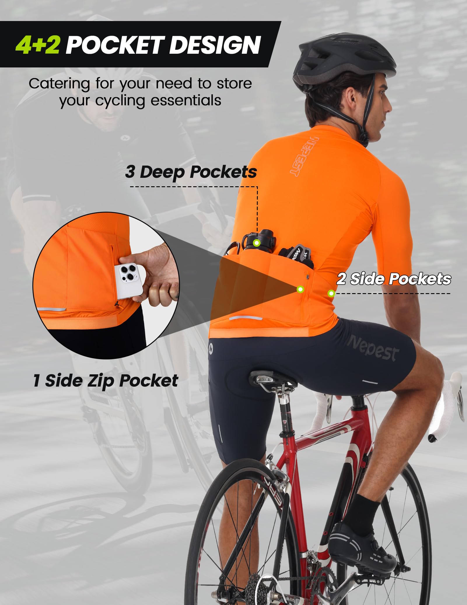 Nepest Maillot de ciclismo para hombre de manga corta, de secado rápido, transpirable, ropa de ciclismo para hombre, camiseta de ciclismo de montaña