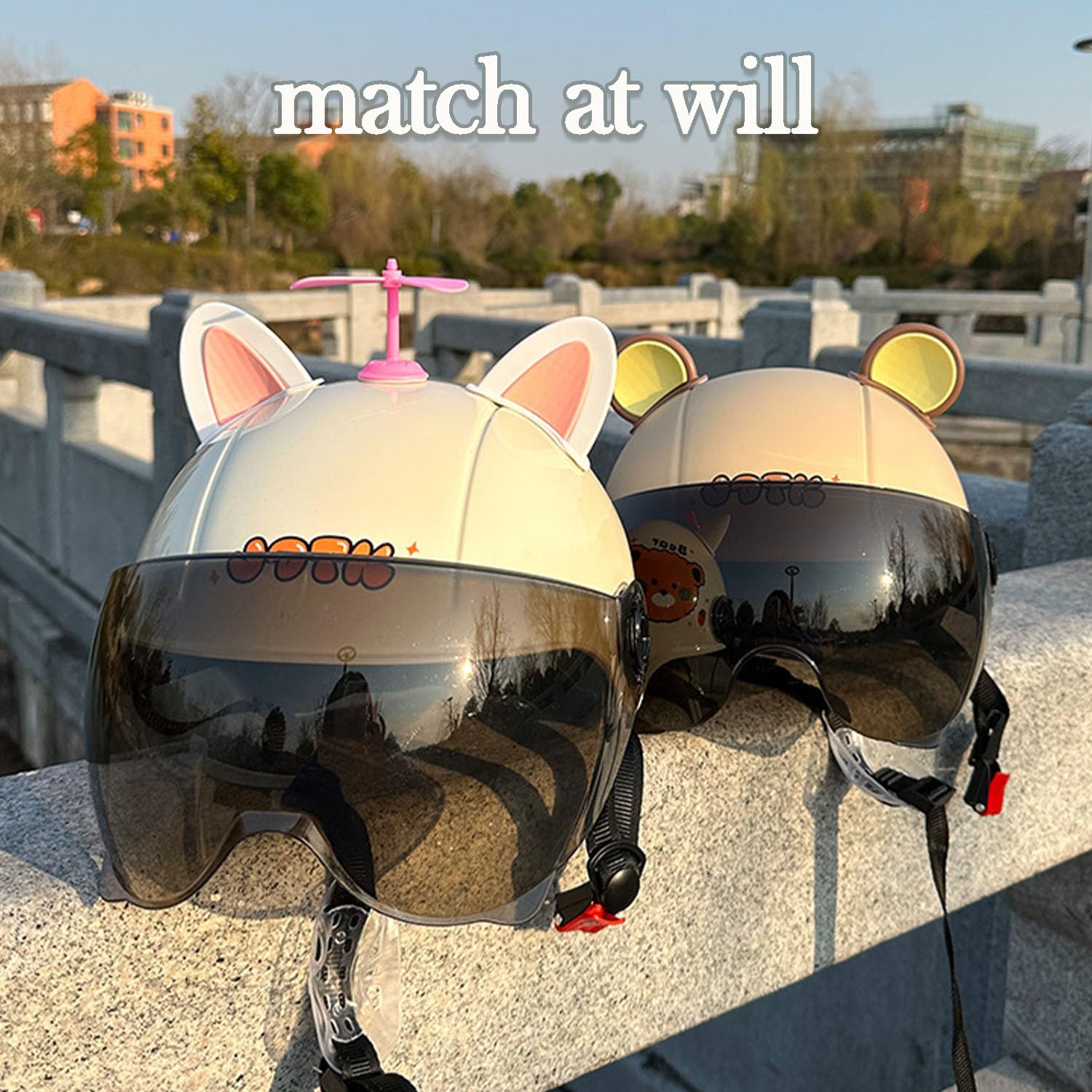 Helmoren voor motorhelm, skihelm, pluche kattenoren, schattige