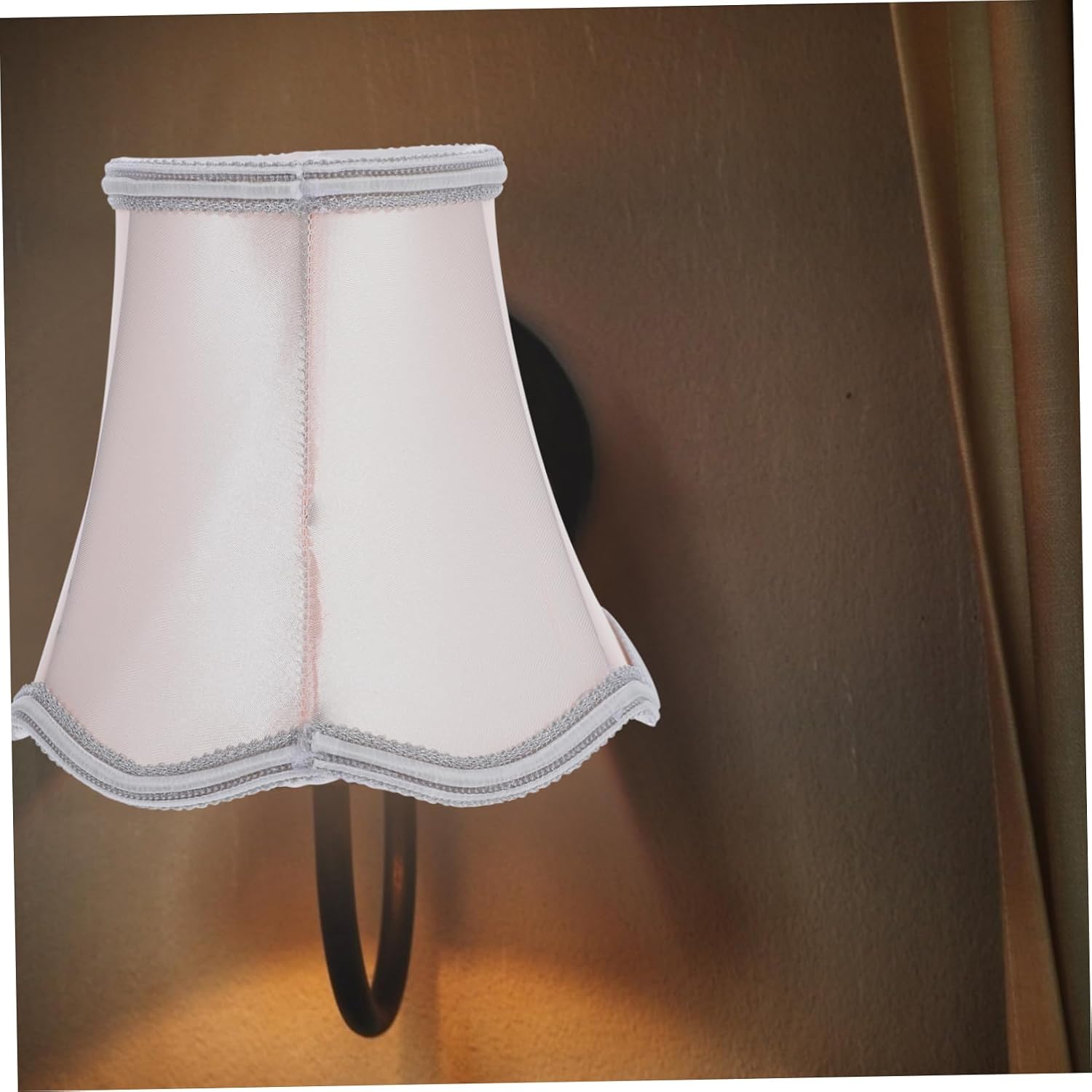 Mikinona Simple Wave Bottom Fabric Lampshade Pink Linen Ceiling Light Cover for Wall Lamp