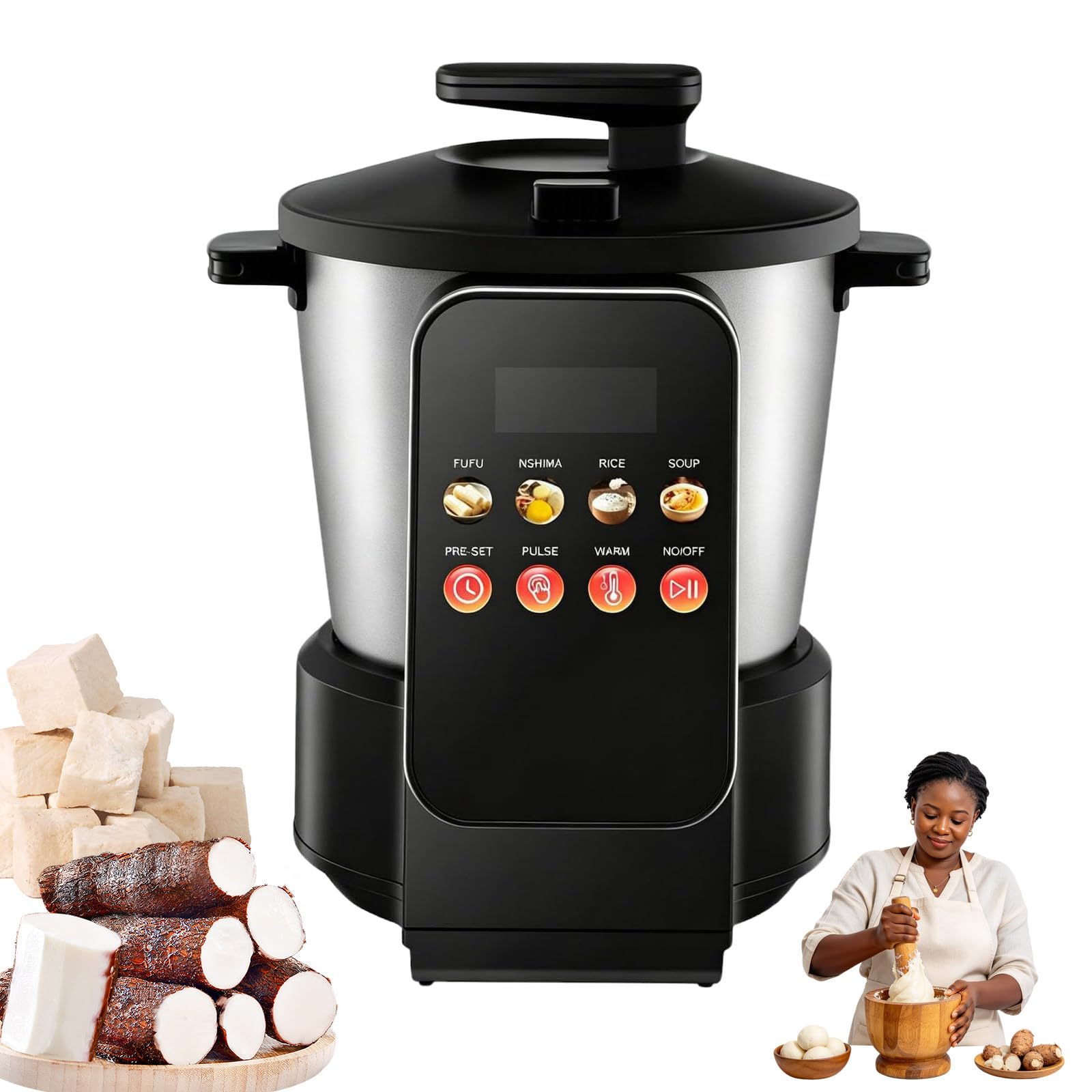 Machine électrique à igname pilée 8L 900W, pour 5 à 6 Personnes
