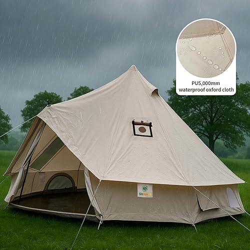 Miniatura 4 de Campana tienda de campaña para yurtas, impermeable, de lujo, para 4 estaciones, con gato de estufarejillas de ventilación de aire acondicionado2