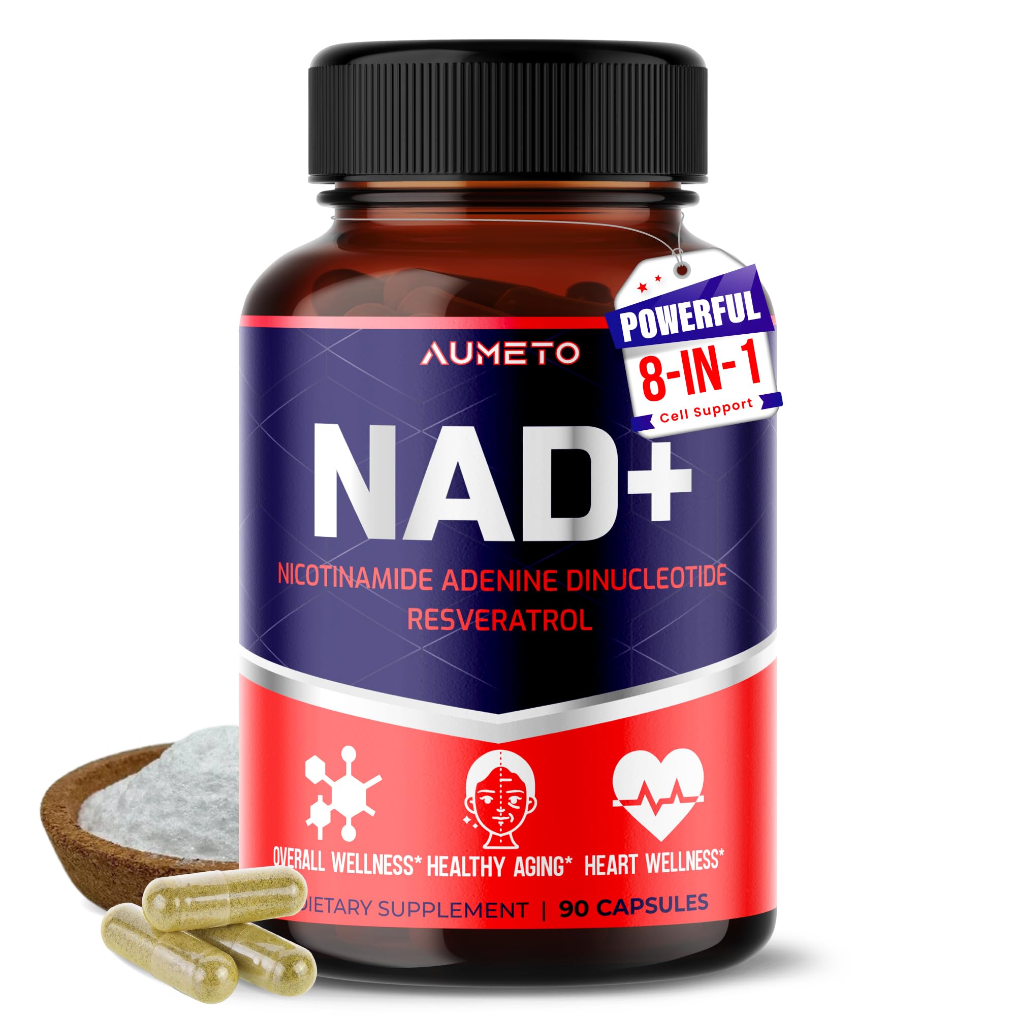 Advanced NAD+ 8-in-1 with Trans-Resveratrol & Quercetin, 90 Capsules