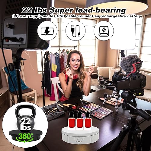 Miniatura 6 de Soporte de exhibición giratorio motorizado remoto, plato giratorio 3 en 1 motorizado blanco Lazy Susan con cubierta de repuesto de 5.747.088.66