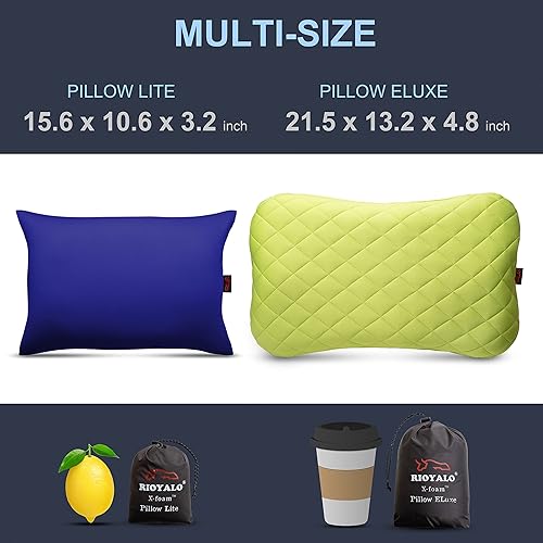 Miniatura 5 de rioyalo X-Foam - Almohada inflable de camping Lite con funda de espuma extraíble, cómoda, lavable, ultraligera, portátil con soporte lumbar para el