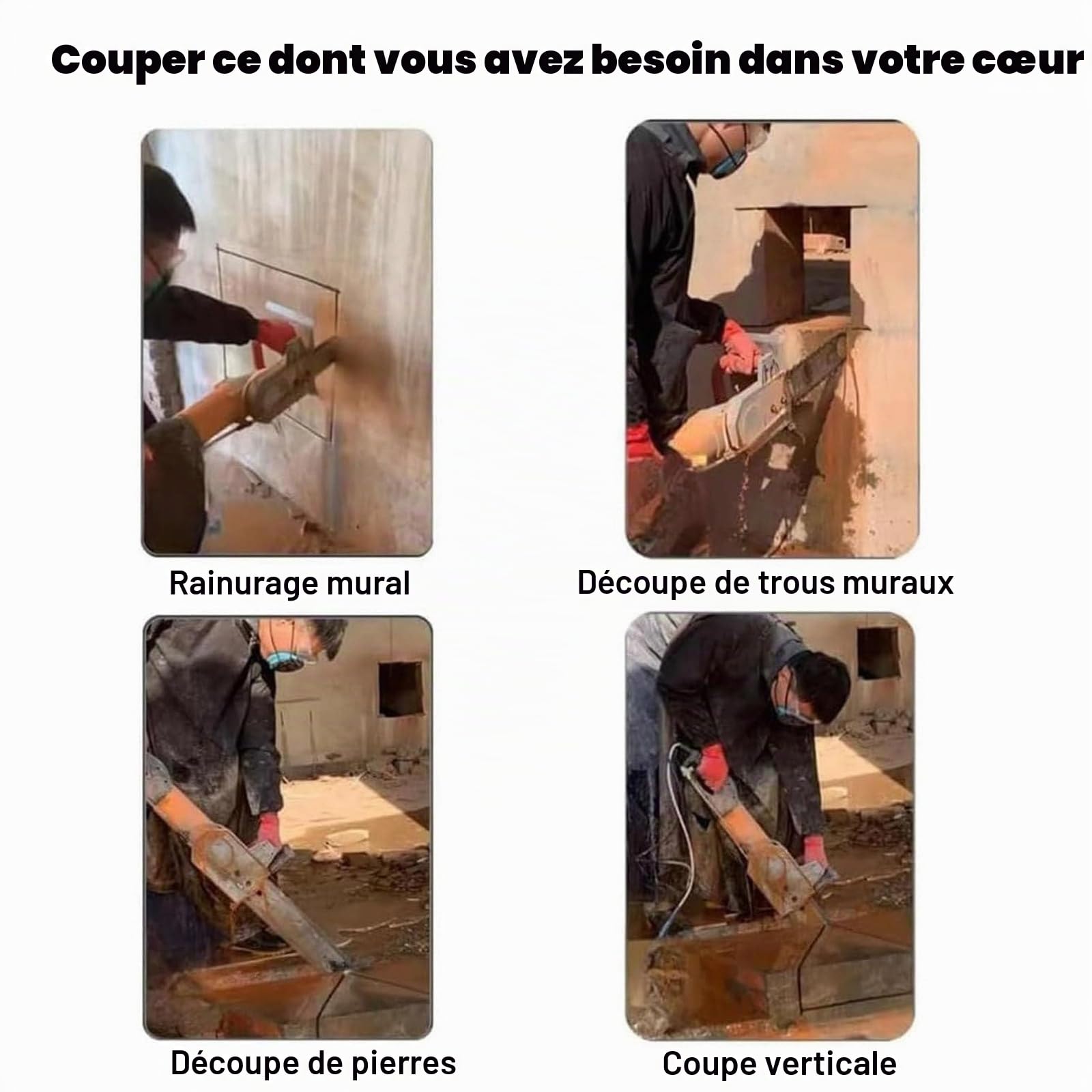 Tronçonneuse à Béton Électrique, Scie Murale à Chaîne Diamantée, avec Aspiration De Poussière, Profondeur 35 Cm/48 Cm, Scie Murale à Béton,Cuttingdepth-480mm