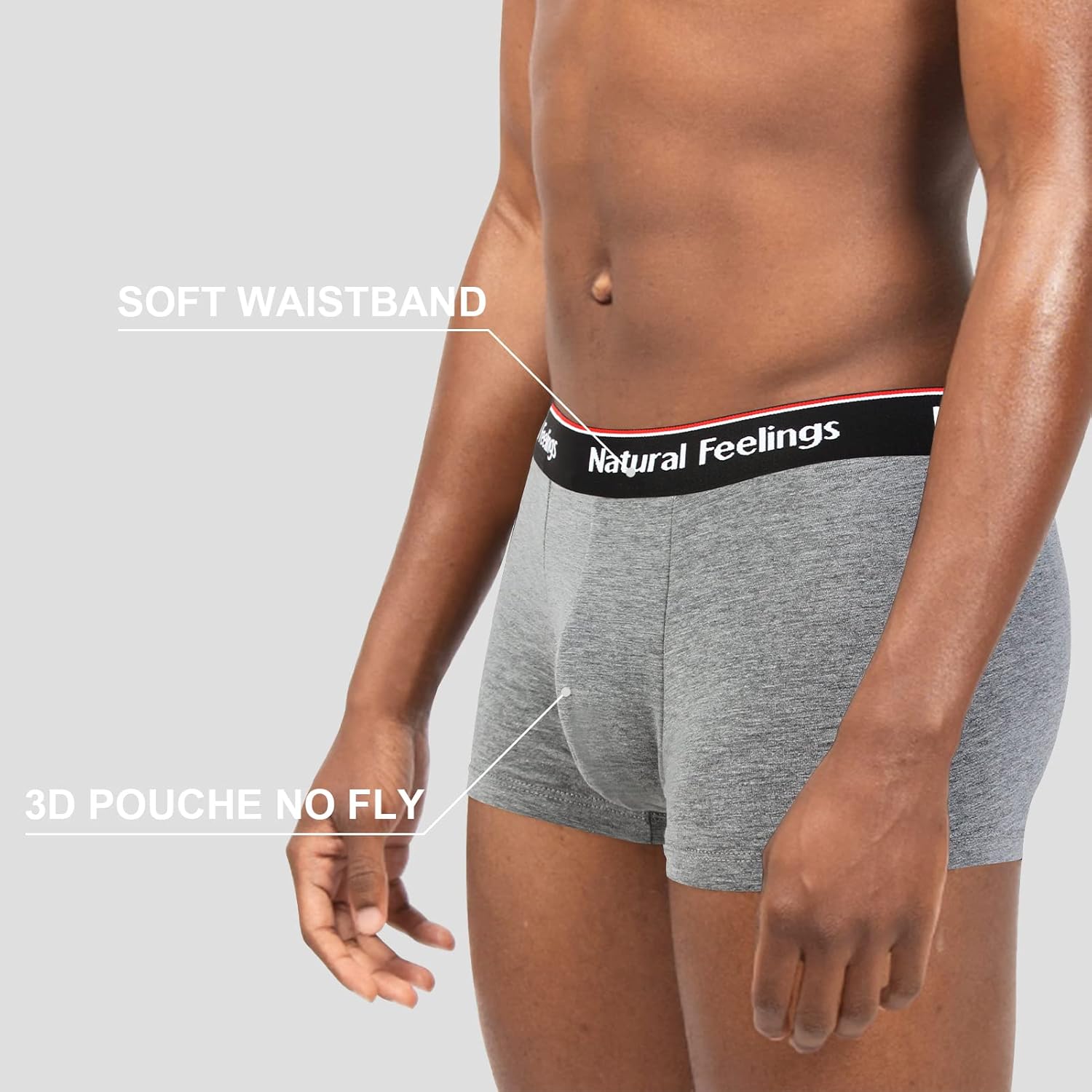 Natural Feelings Mens Underwear Boxer Briefs Pouch Trunks Underwear for Men 1.5" No Fly Boxer Trunks 4-Pack - Image 3