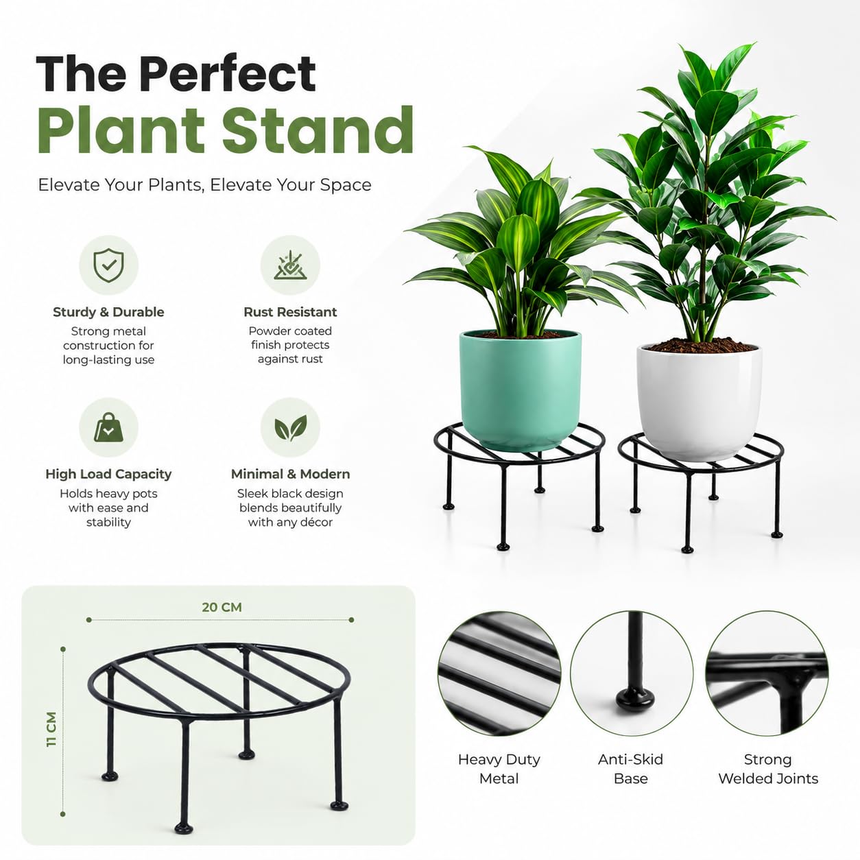 Metal Plant Stands - 2 Pack Black -7