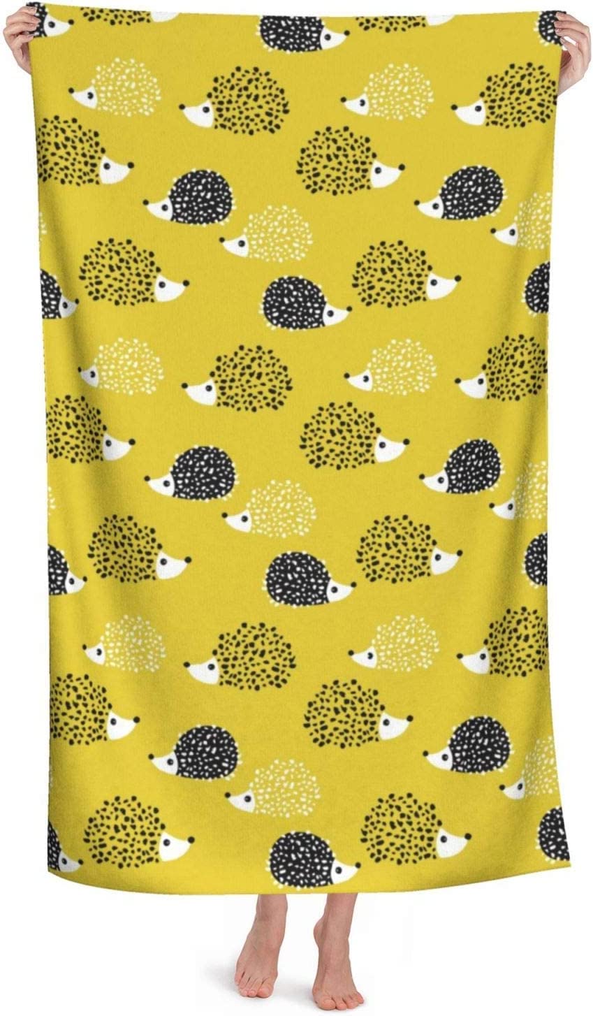 LSRCPD Hedgehog Beach Towel Highly Absorbent Microfiber Beach Blanket Soft Bath Towels 80X130 CM