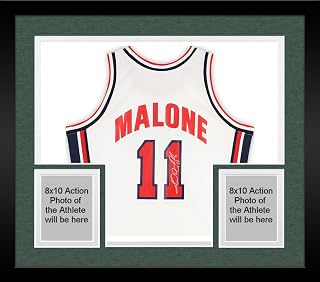 Framed Karl Malone Autographed Dream Team Jersey