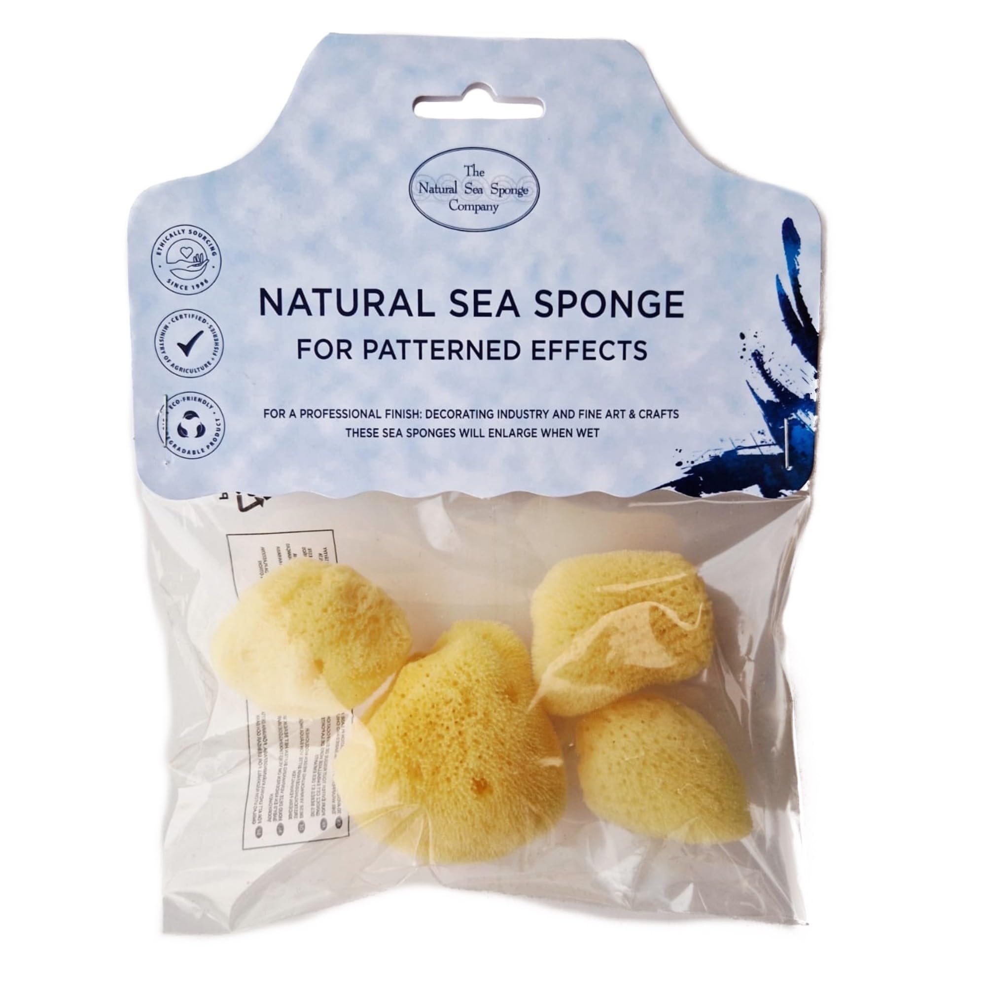 Hydrea London Artists Painting Natural Silk Sponges Kit – FineTexture – Sea Sponge Set for Fine Art, Craft, Ceramics, Pottery, Decorating, Paper Stretching (Silk Sea Sponges - 4pk)