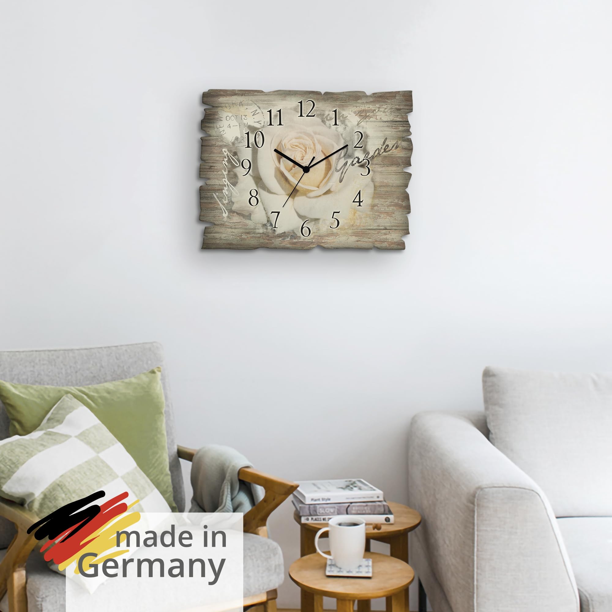 ARTLAND Lautlose Wanduhr Aus Holz – 30 Cm, Sonniger Wald Design, Quarzgetrieben, Made In Germany