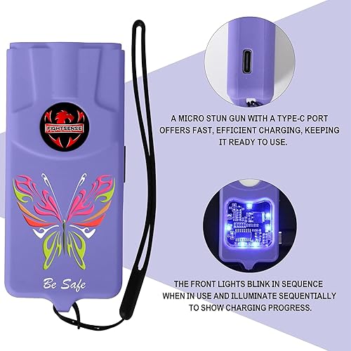 Miniatura 17 de FIGHTSENSE Pistola aturdidora de linterna para defensa personal - Pistola aturdidora recargable para mujeres - Linterna compacta y potente de Negro