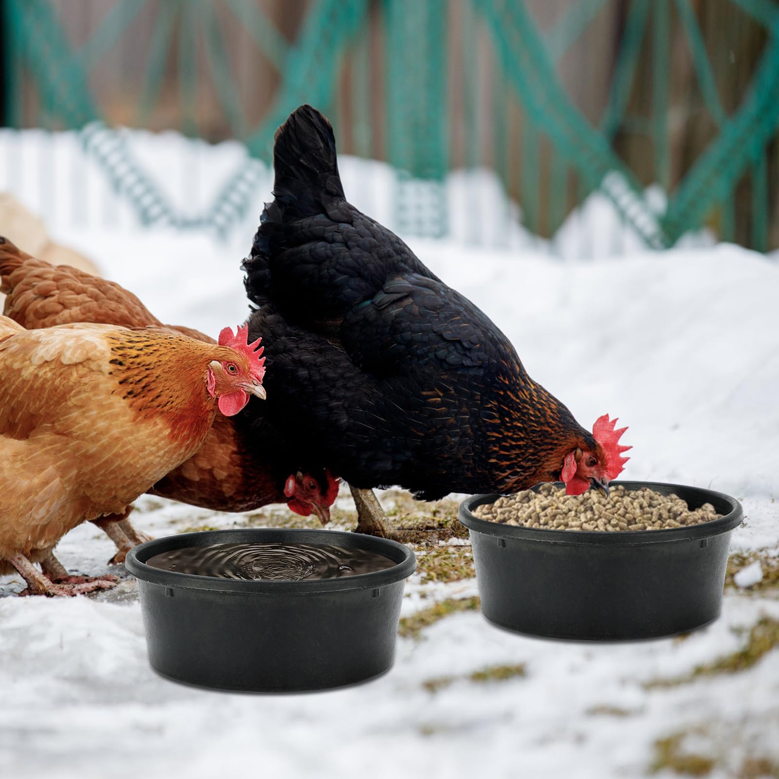 Secchio resistente per mangime per cavalli, 4 l, in gomma resistente, per alimenti, per polli, asini e cani di grossa taglia (4 pezzi)